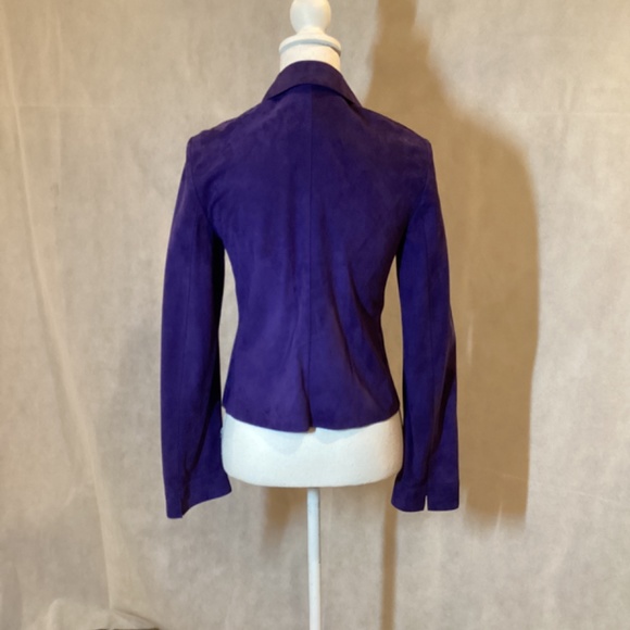 AKRIS SUEDE LEATHER JACKET NWT. BUTTER SOFT Stunning color! Electric blue/purple - Picture 5 of 12